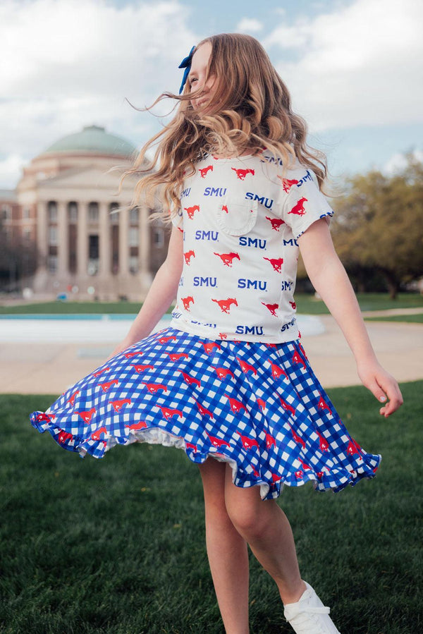 smu-plaid-mustang-ruffle-twirl-skort Mila & Rose - Sophia's StyleRuffle Twirl Skort-1
